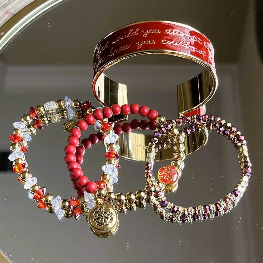 Rustic Cuff Set Of Four Stackable Bracelets Set I… - image 2